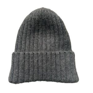 Gray Ribbed Knit Beanie